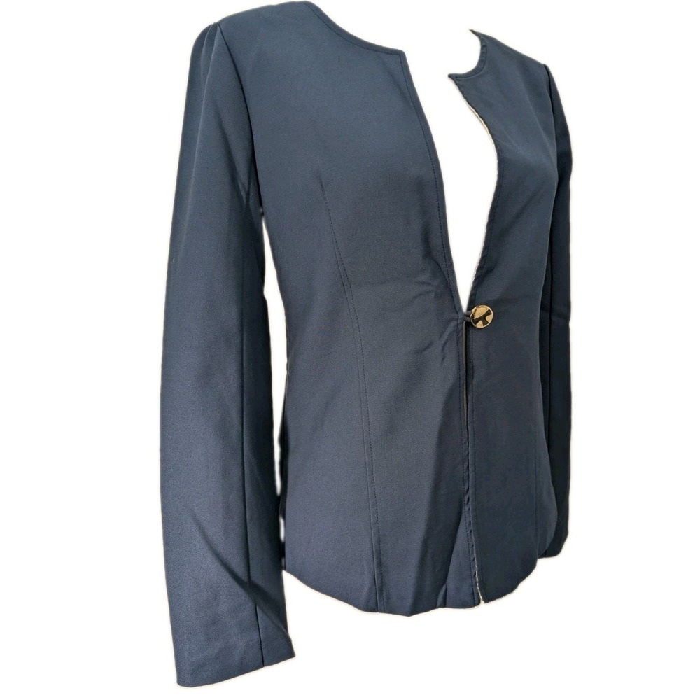 Against Nudity Navy Blue with Colorful Lining Blazer Women's Size XS - Picture 4 of 8